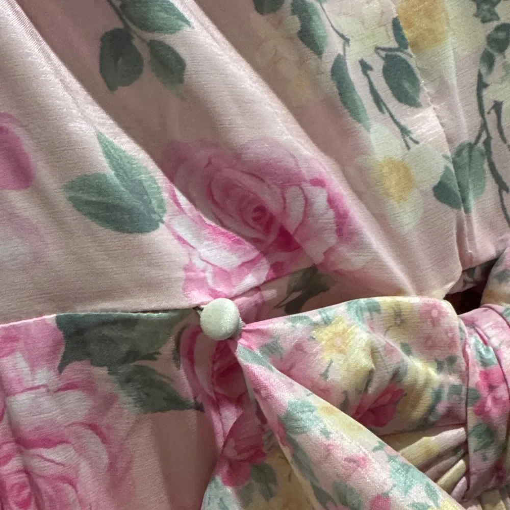 Pink Floral Strapless Ruched Mini Dress - Picture 7 of 8